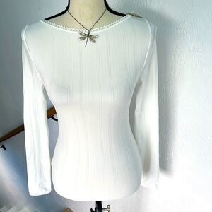 NWT Free People‎ Intimately Ivory Bodysuit w/Long Sleeves Delicate Detailing M/L